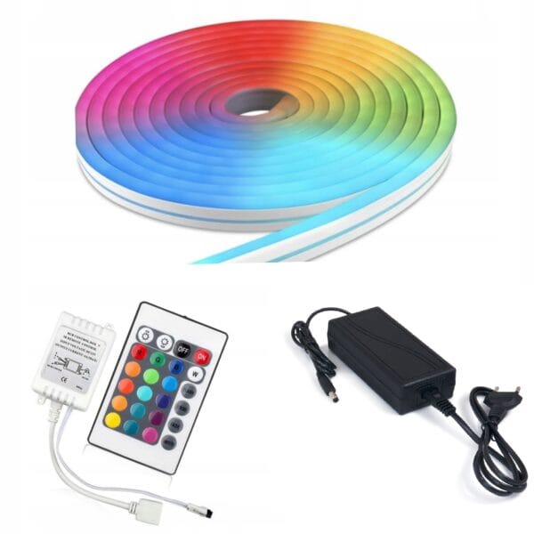 Neon LED RGB 12V zestaw 5m + zasilacz sterownik pilot