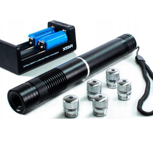 Laser Niebieski 5W Wskaźnik z Głowicami Disco