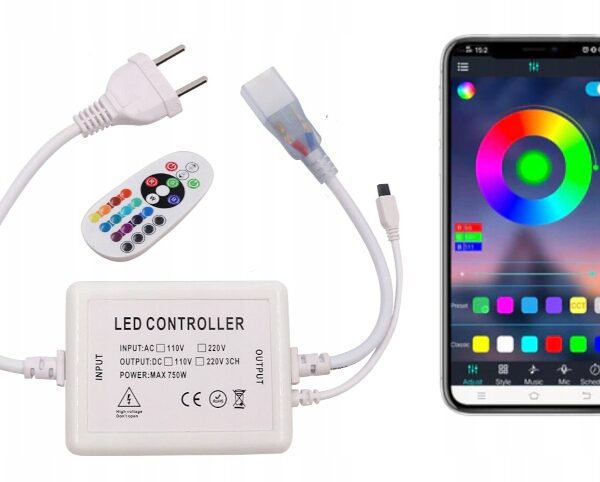 Zasilacz do Neon RGB 4 piny Bluetooth + Pilot