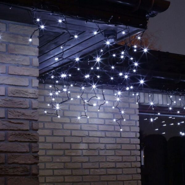 Kurtyna świetlna 300 LED sople, biały zimny, 14,5 m, IP44