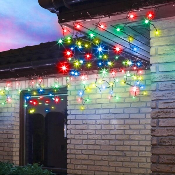 Kurtyna świetlna 200 LED sople, multicolor, 9,5 m, IP44