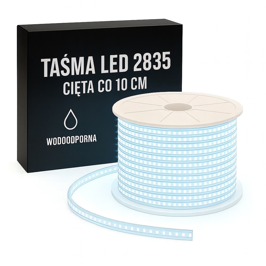 Taśma LED 2835 230V 12W Biała Zimna 6000K, Cięta co 10 cm