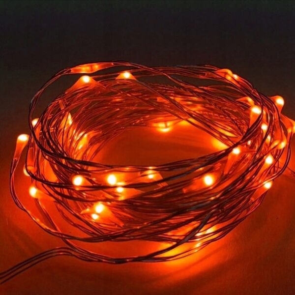 Lampki choinkowe 50 LED czerwone, na druciku, baterie AA