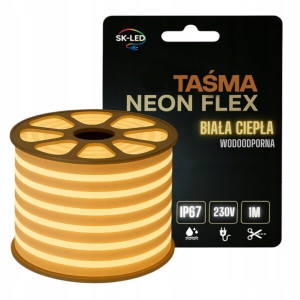 Neon Flex LED 230V Biały Ciepły Jednostronny
