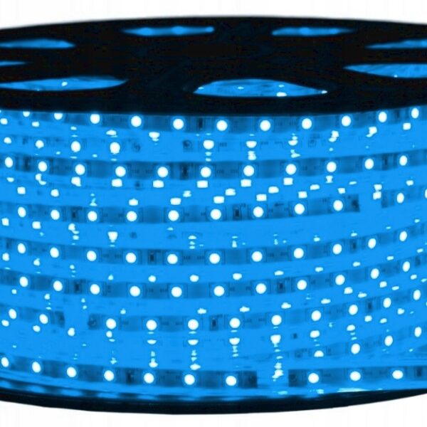 Taśma LED 230V 5050 niebieska IP67 cięta co 1m 5W/m