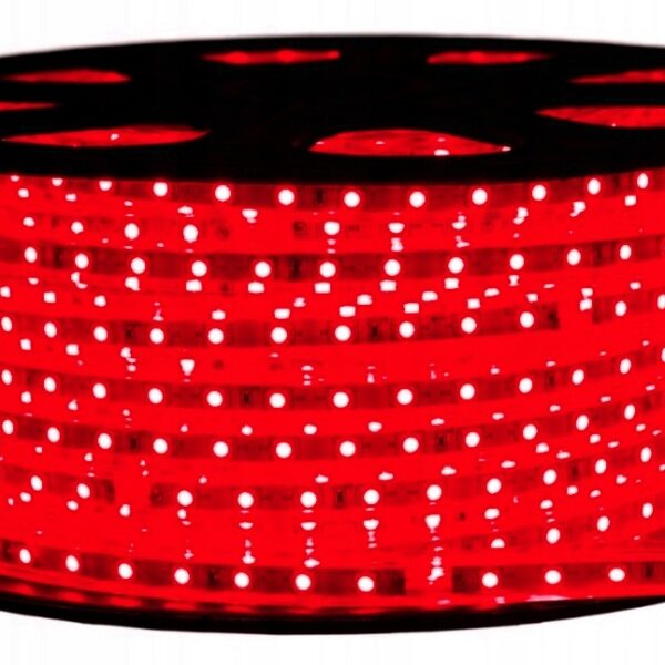 Taśma LED 230V 5050 czerwona IP67 cięta co 1m 5W/m