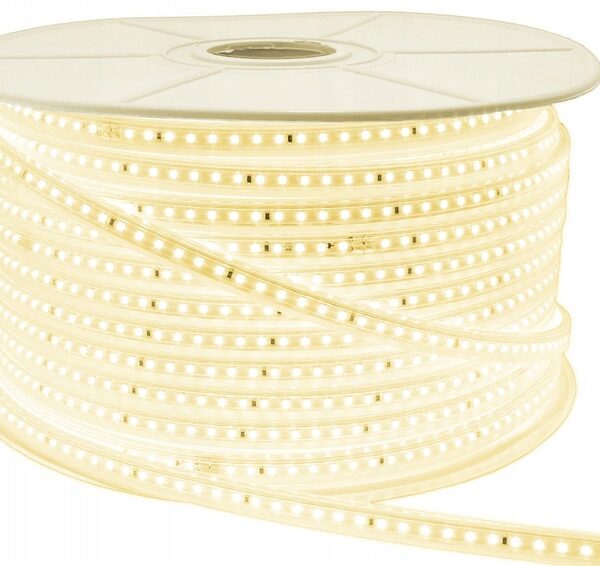 TAŚMA LED 230V 2835 BIAŁA CIEPŁA CIĘTA CO 20 CM 9,5W