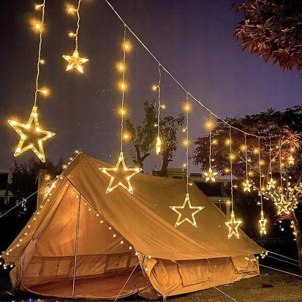 Kurtyna LED Gwiazdki Lampki Choinkowe Wiszące