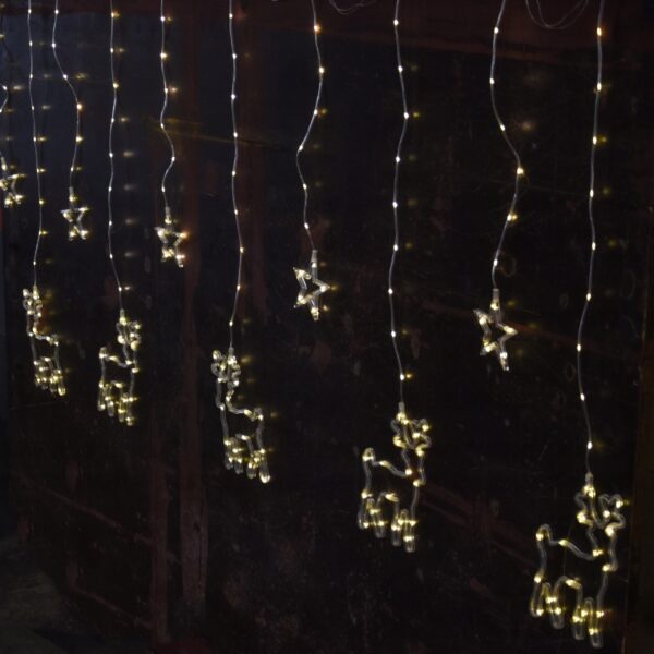 Kurtyna LED Renifer Gwiazdki Lampki Choinkowe Wiszące