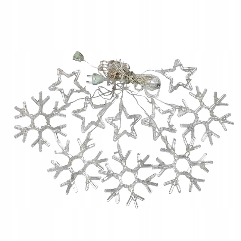 Kurtyna LED Gwiazdki Śnieżynki 10x Lampki Choinkowe Wiszące - obrazek 16