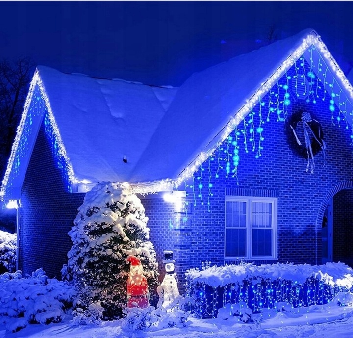 Kurtyna Świetlna 500 LED Flash Niebieska Sople 21m - obrazek 2