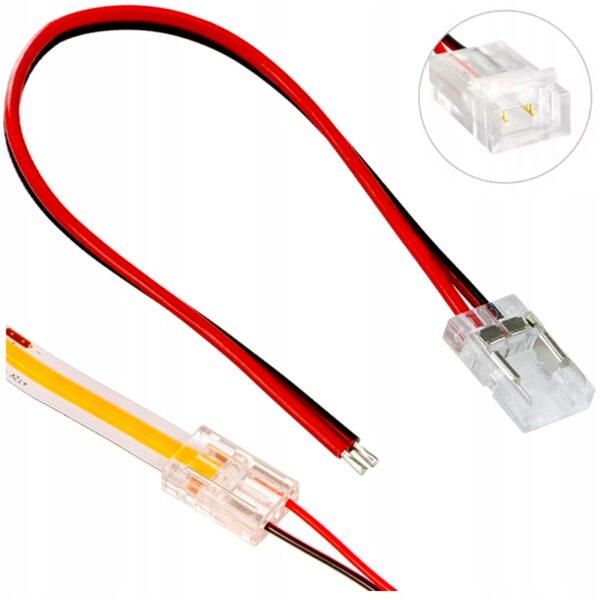 Złączka taśmy LED COB 8mm 12V z przewodem 12cm