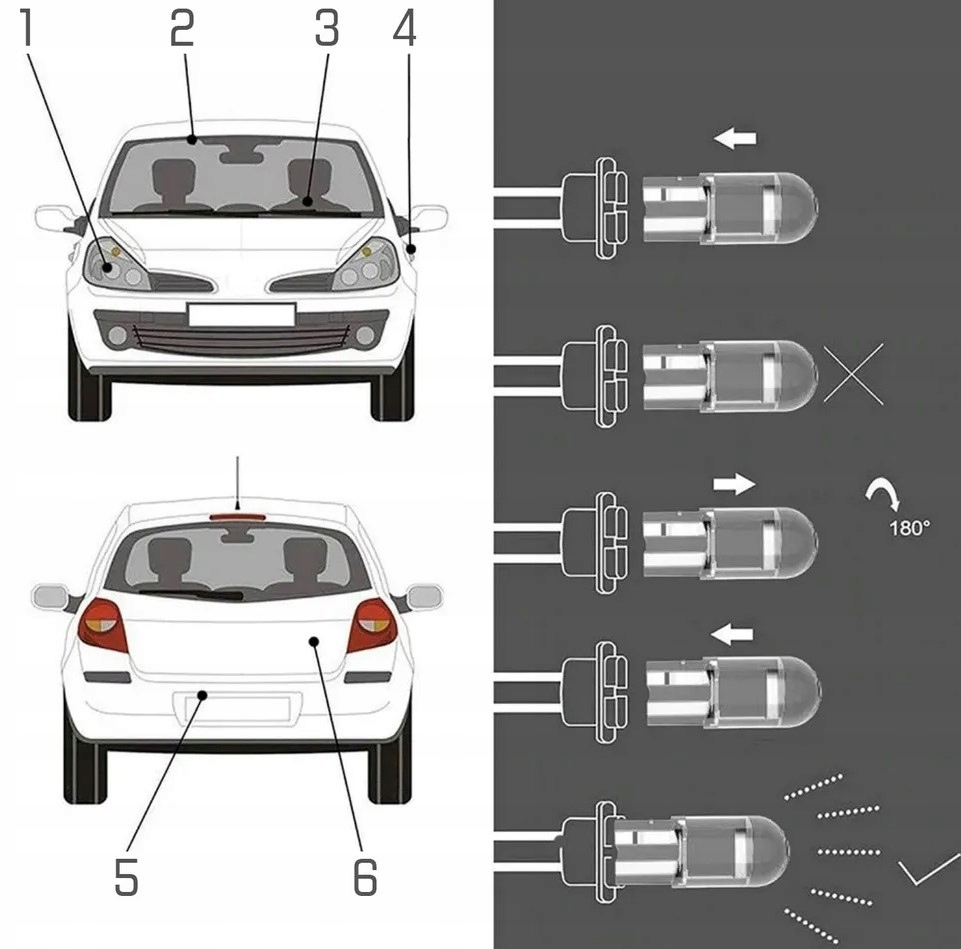 Żarówka LED W5W COB 12V T10 krystaliczna 360° mocna 2x - obrazek 4