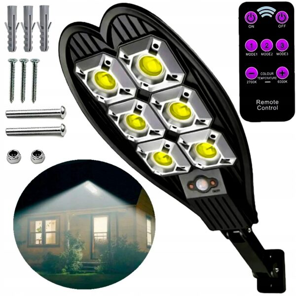 Lampa solarna LED 600W czujnik ruchu i zmierzchu pilot