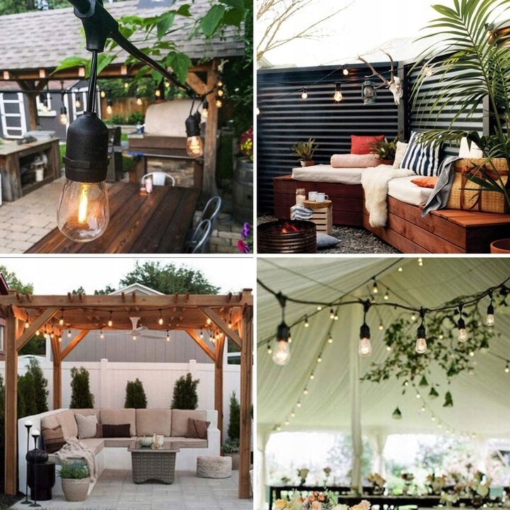 Girlanda ogrodowa łańcuch świetlny 5m 10xE27 IP44 bez żarówek - obrazek 10