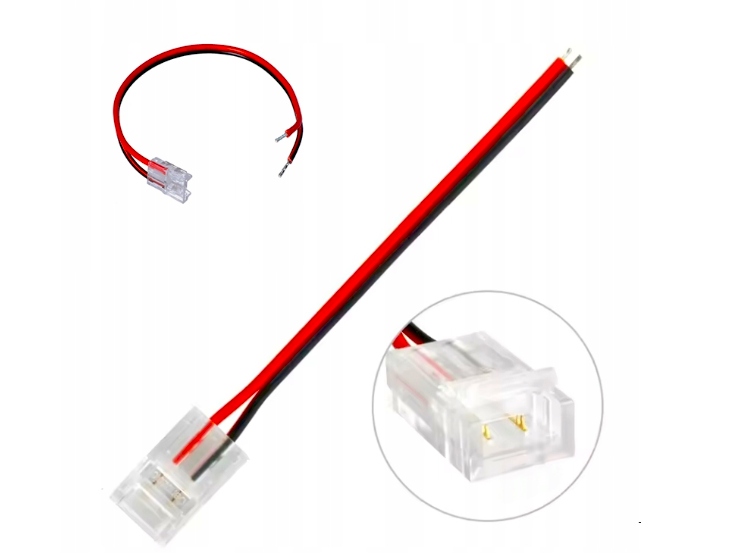 Złączka taśmy LED COB 8mm 12V z przewodem 12cm - obrazek 2