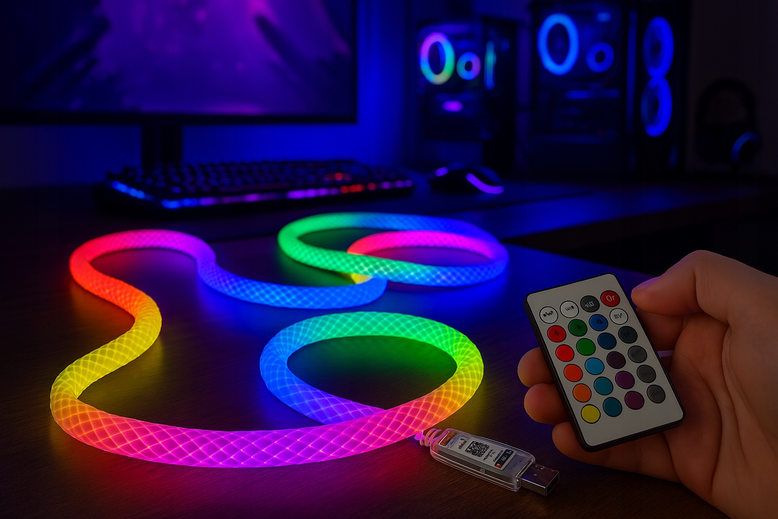 Sznur LED RGB 360° Tuba Digital 5m USB 5V IP65 - obrazek 3