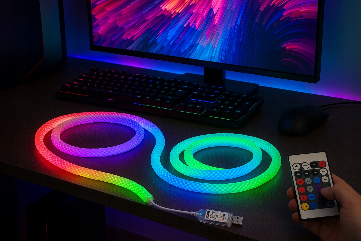 Sznur LED RGB 360° Tuba Digital 5m USB 5V IP65 - obrazek 2