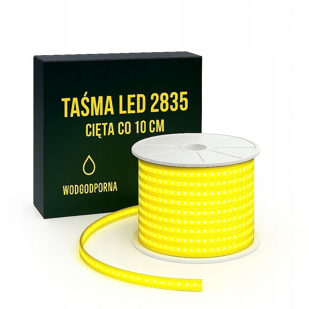 Taśma LED Żółta 2835 230V 10W IP67 Złota Cięta Co 10cm - obrazek 2