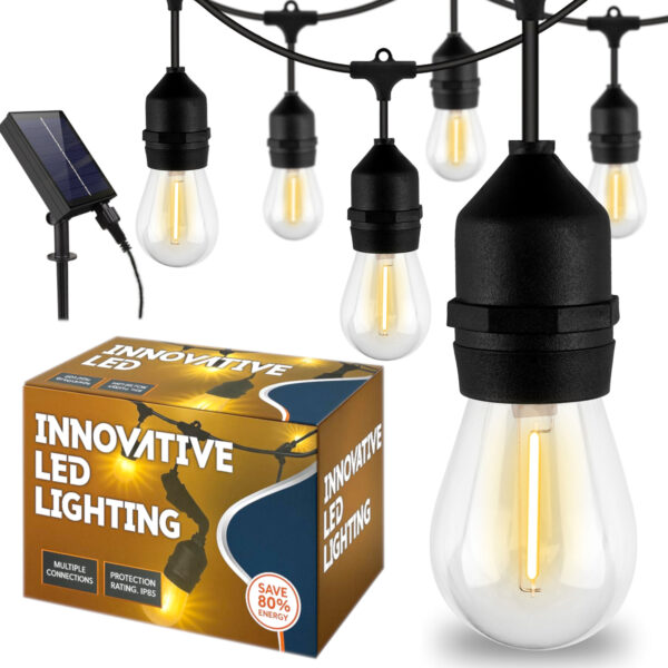 Girlanda Solarna LED 5m 10 Żarówek E27 Lampki Ogrodowe IP65