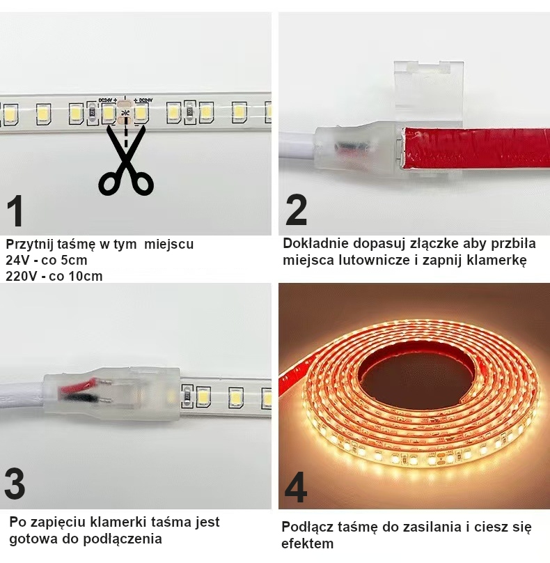 Taśma LED 2835 24V IP68 Zimna 6000K cięta co 5 cm - obrazek 9