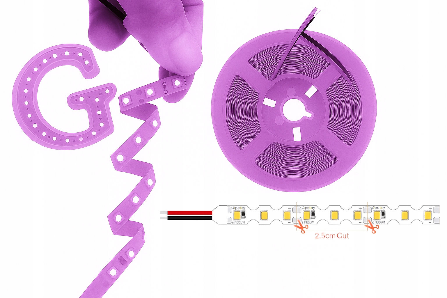 Taśma LED S-Shape 12V 10m Fioletowa 2835 SMD Elastyczna