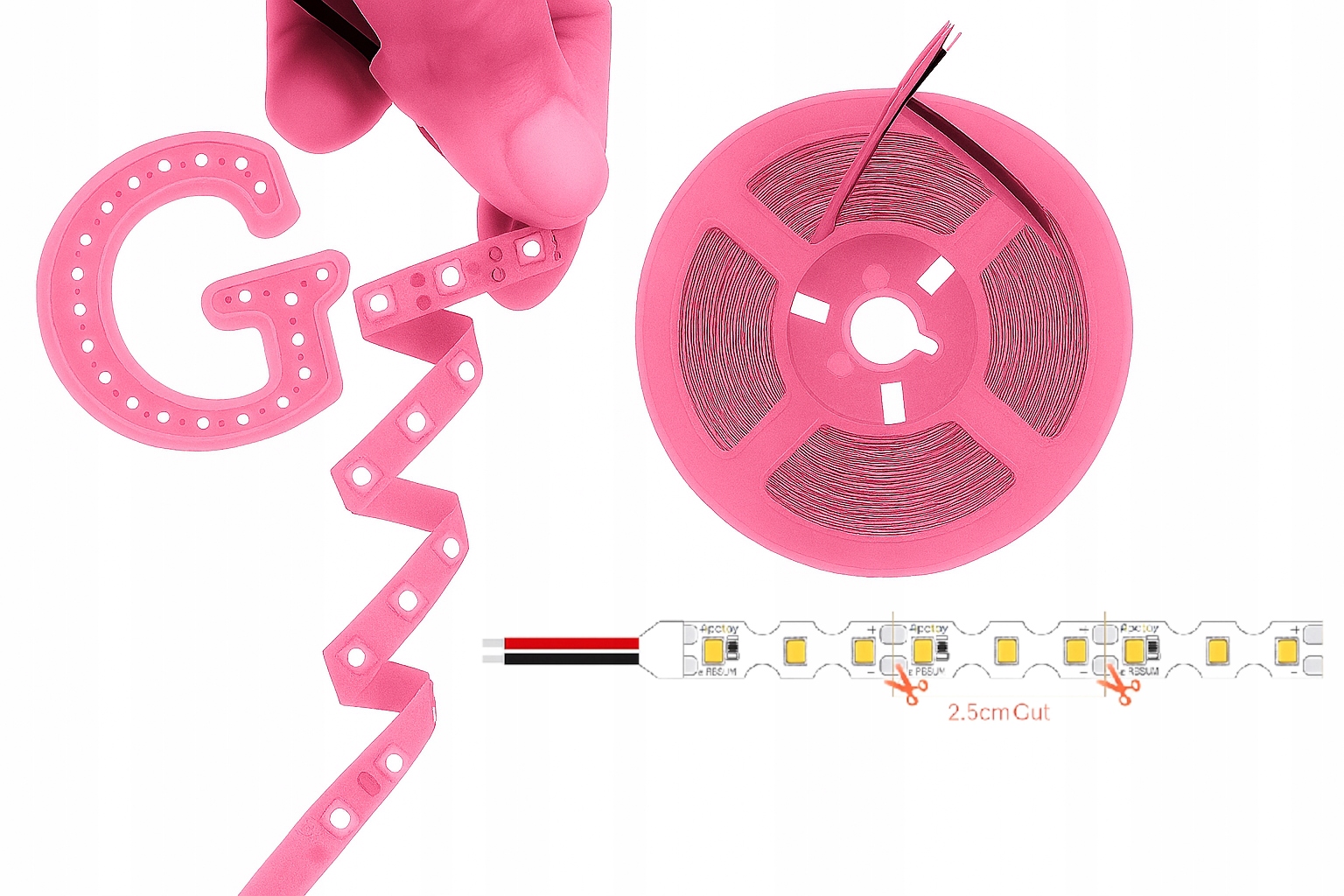 Taśma LED S-Shape 12V 10m Różowa 2835 SMD Elastyczna