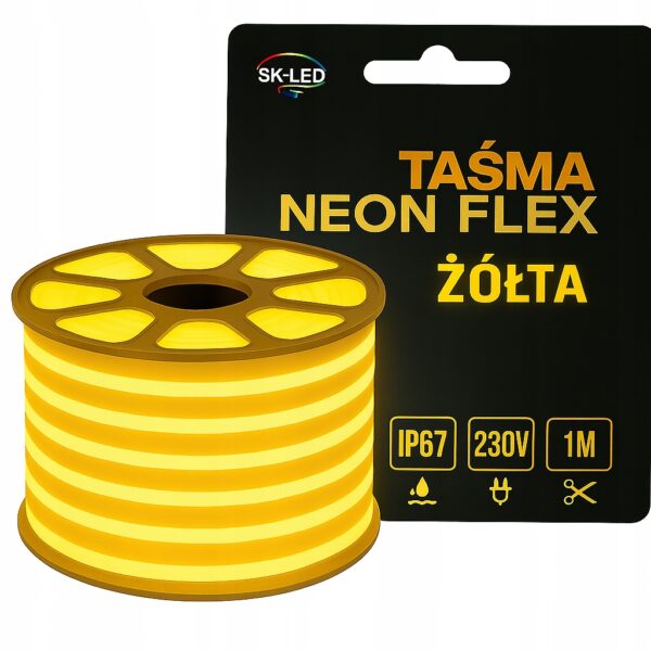 Neon LED Flex 230V Żółty IP67 taśma wodoodporna