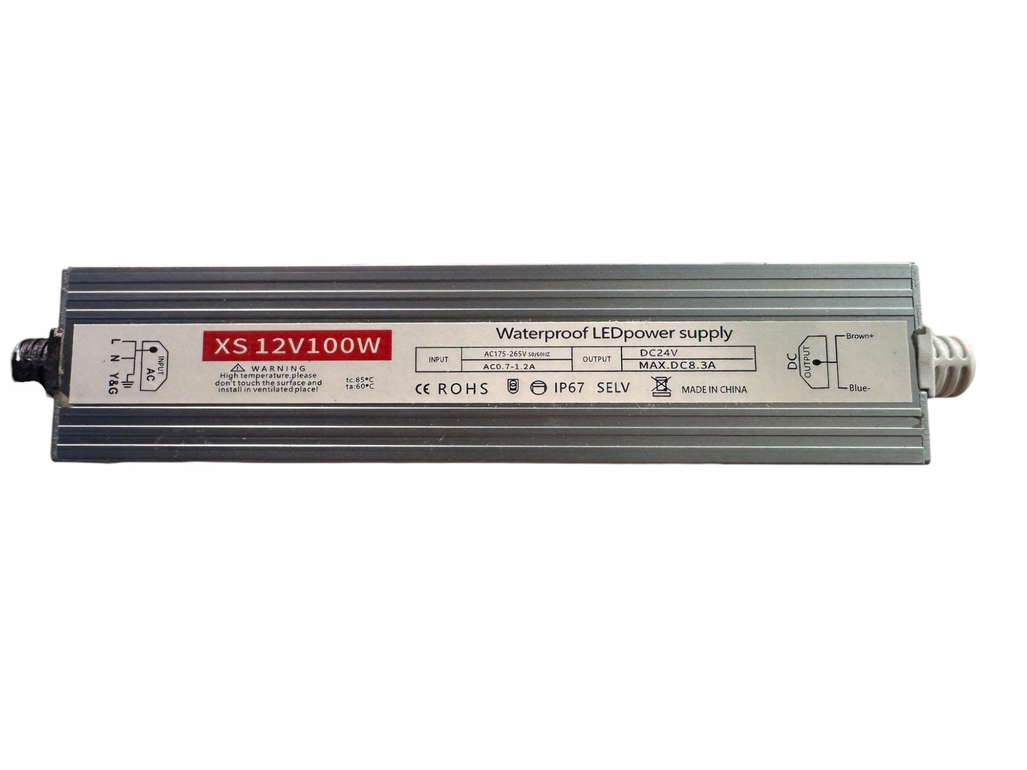 Zasilacz LED 12V 100W IP67 wodoodporny XS – hermetyczny - obrazek 2