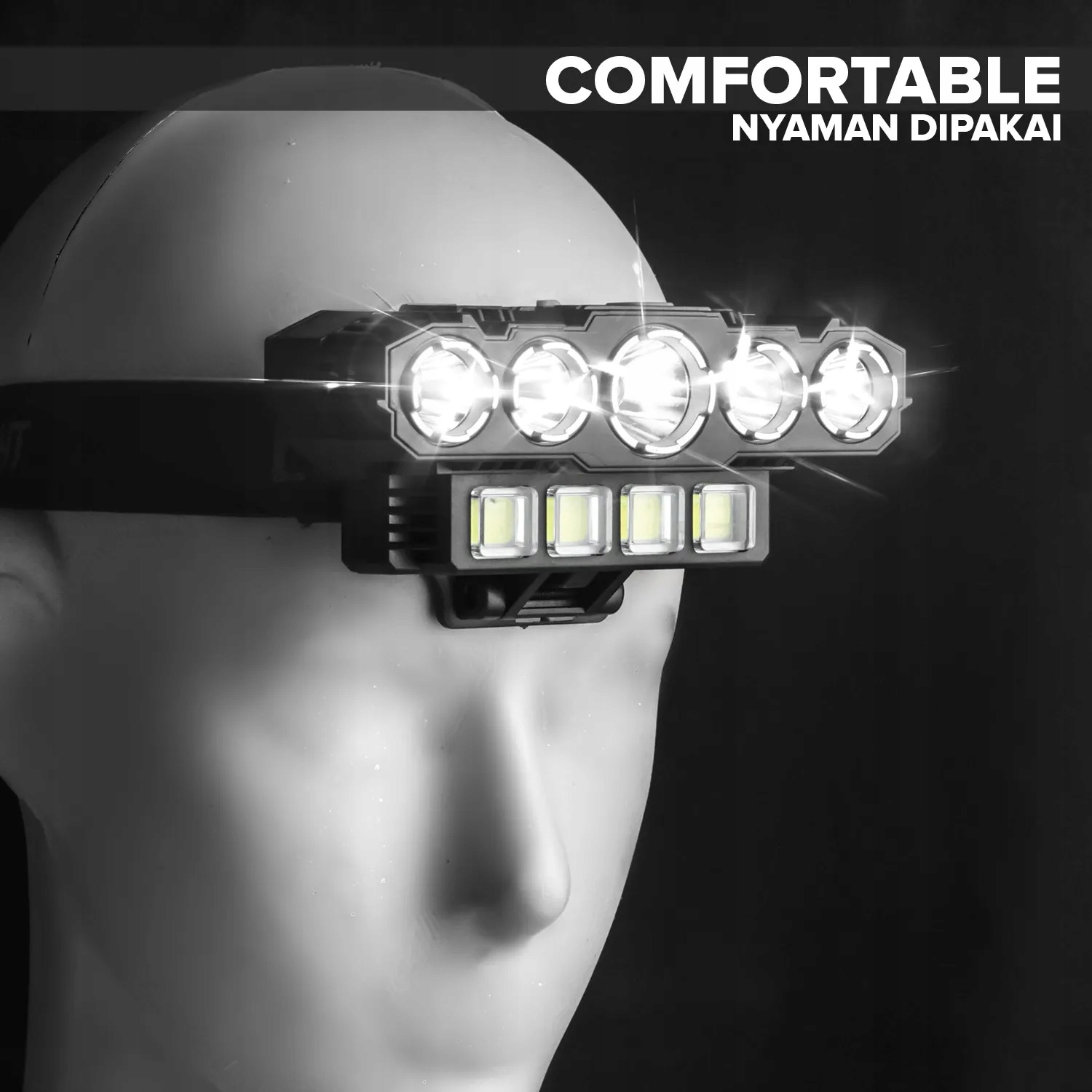 Latarka czołowa LED COB 270 – akumulatorowa, USB-C - obrazek 8