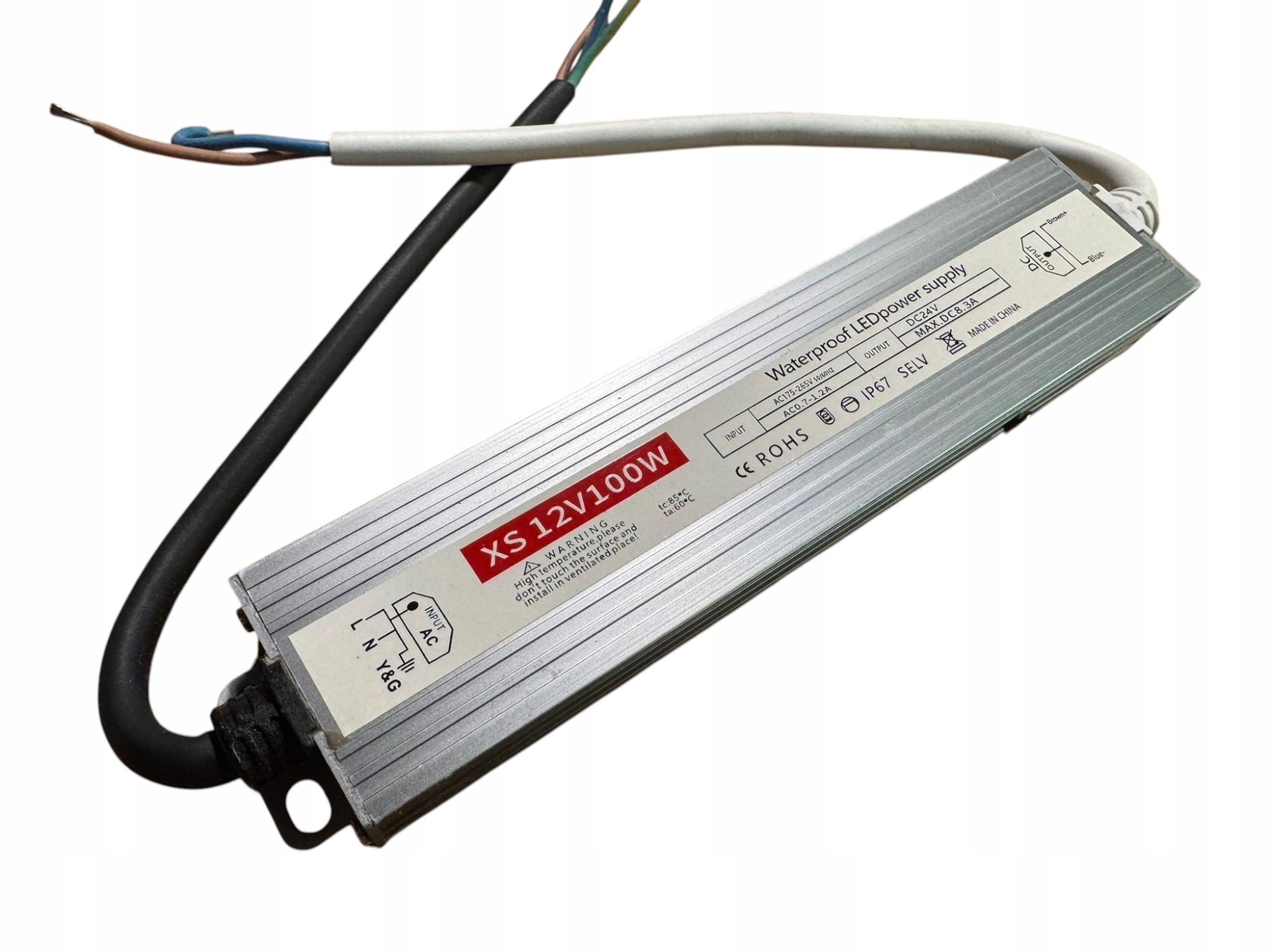 Zasilacz LED 12V 100W IP67 wodoodporny XS – hermetyczny