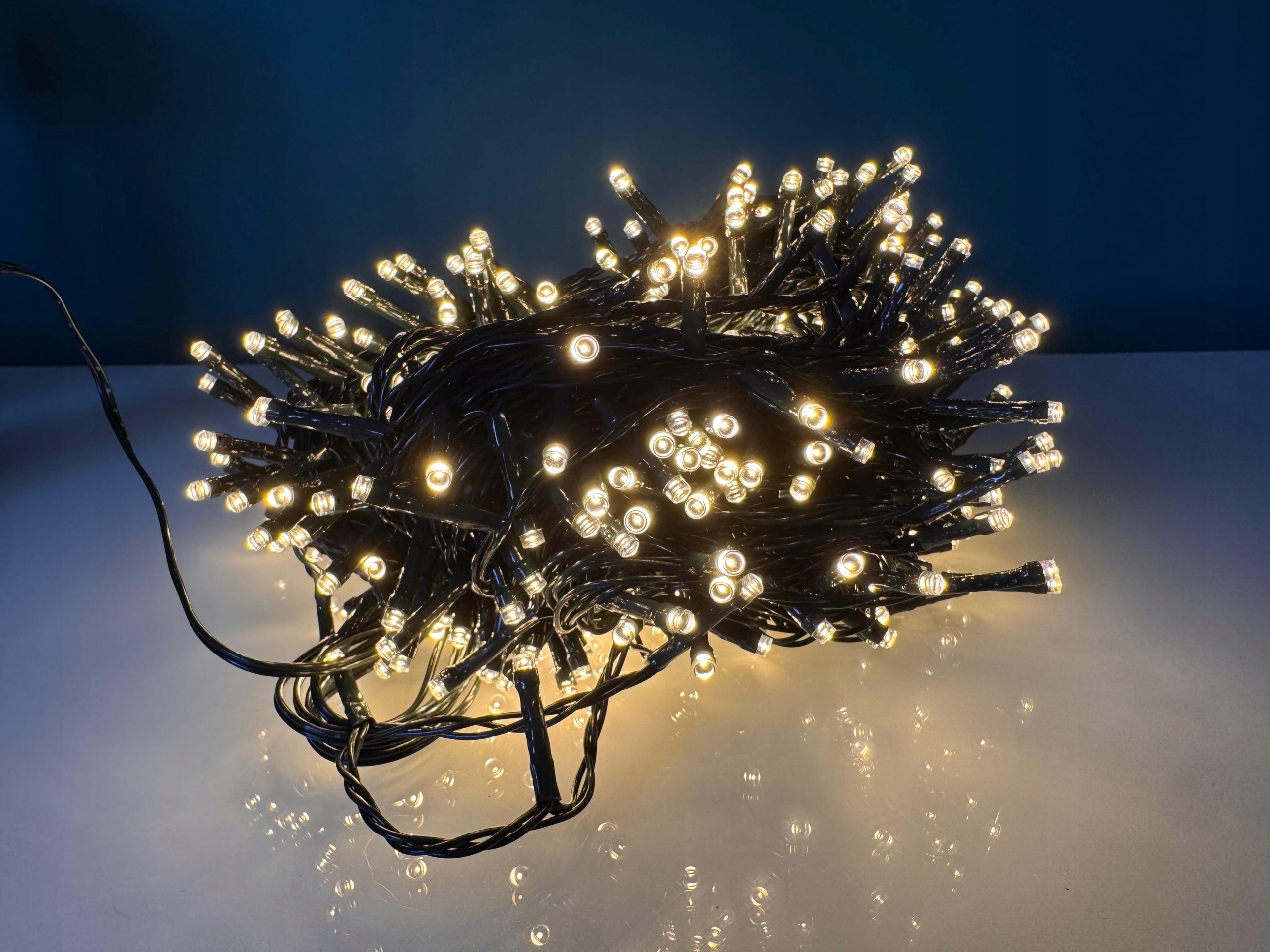 Lampki Choinkowe LED 200 Stałe Światło 15m Białe Ciepłe IP44 - obrazek 5