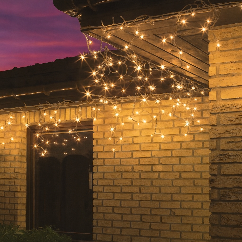 Kurtyna LED sople 240 białe ciepłe flash IP44 15,6 m - obrazek 2