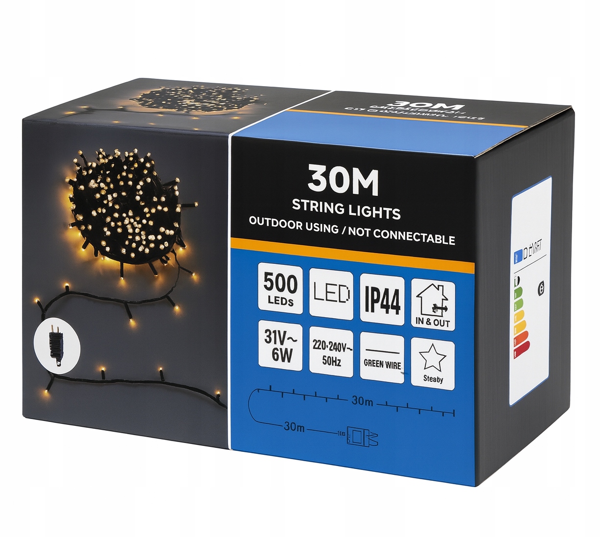 Lampki Choinkowe LED 500 Stałe Światło 33m Białe Ciepłe IP44