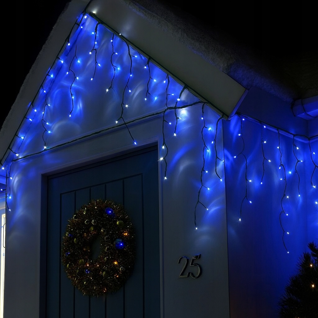 Kurtyna LED sople 240 niebieskie flash IP44 15,6 m - obrazek 3