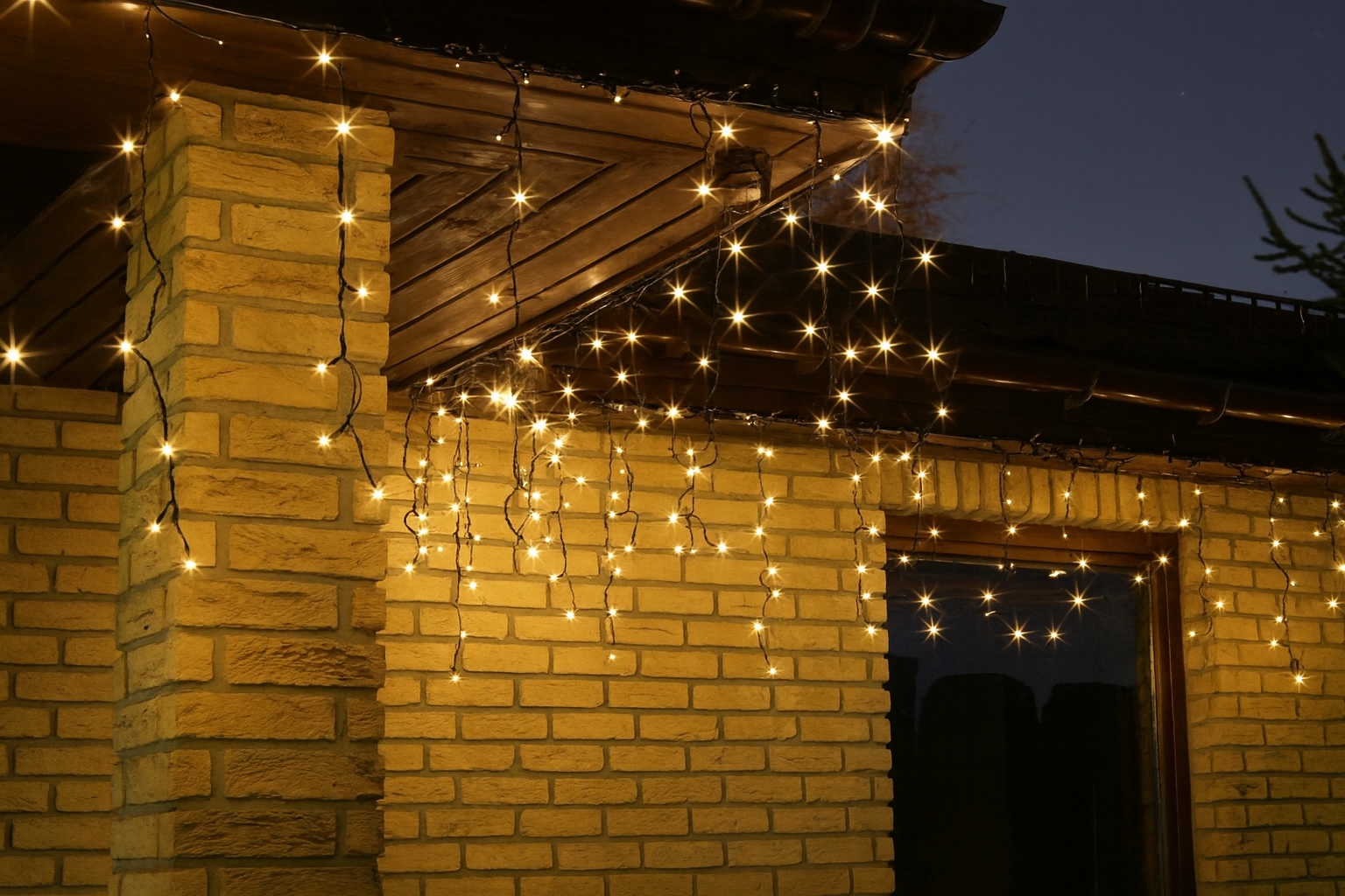 Kurtyna LED sople 240 białe ciepłe flash IP44 15,6 m - obrazek 3