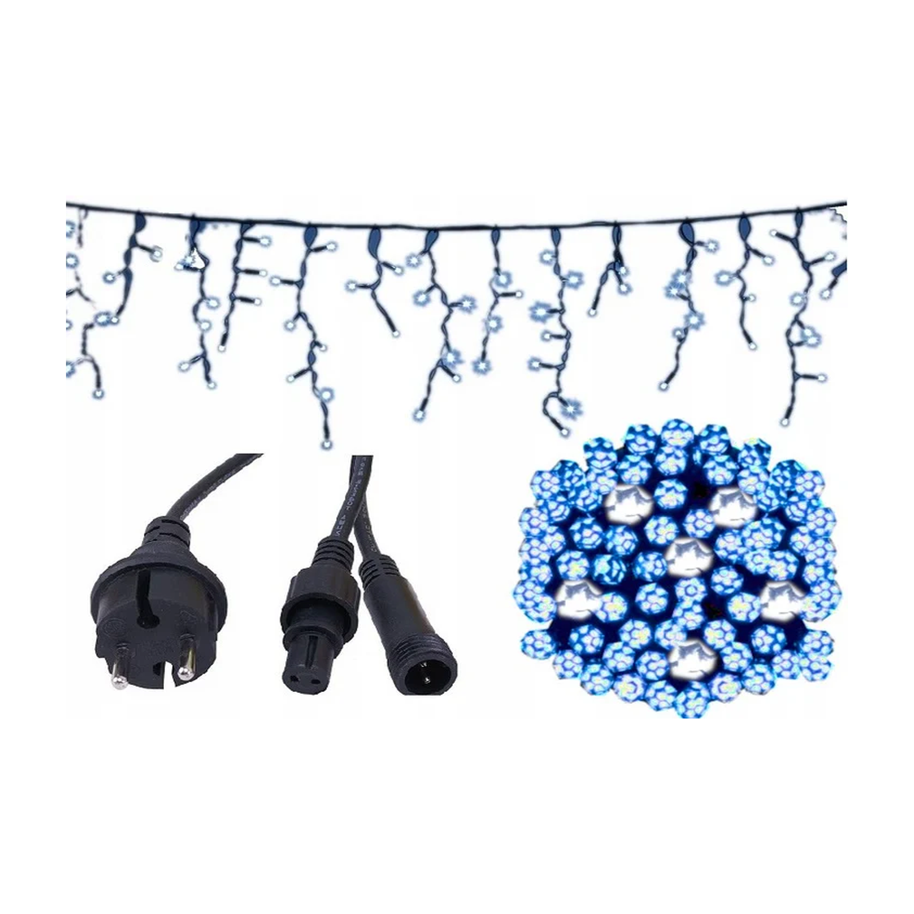 Kurtyna LED sople 440 niebieskie flash IP44 31,7 m