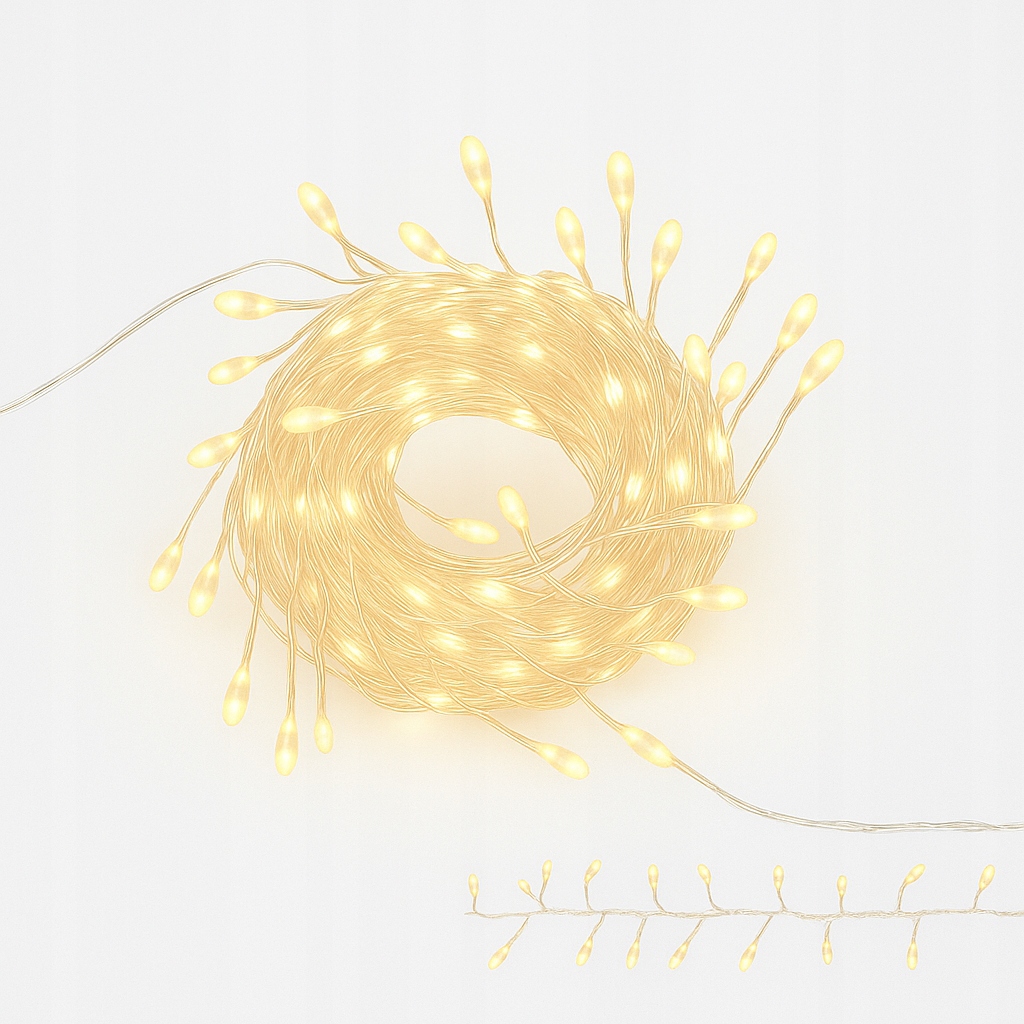 Lampki LED 1000 Białe Ciepłe Igiełki 35 m IP44 - obrazek 11
