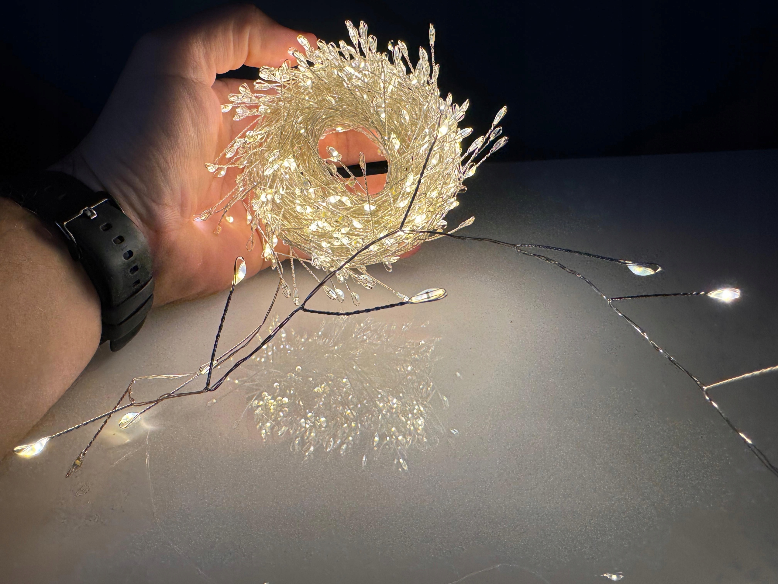 Lampki LED 1000 Białe Ciepłe Igiełki 35 m IP44 - obrazek 4