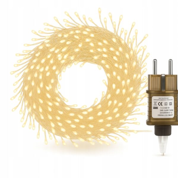 Lampki LED 1000 Białe Ciepłe Igiełki 35 m IP44