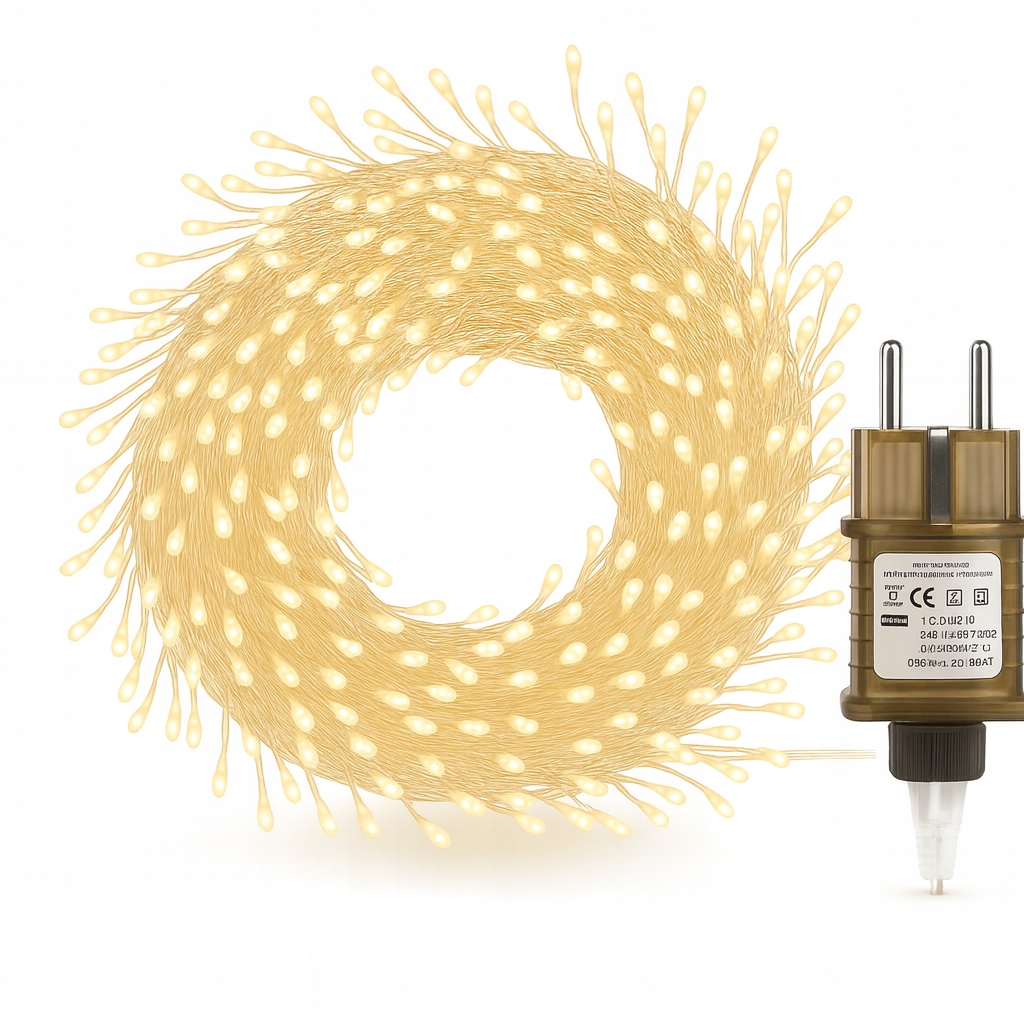 Lampki LED 1000 Białe Ciepłe Igiełki 35 m IP44