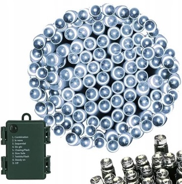 Lampki Choinkowe na baterie LED 20 Białe Zimne 2 m, Timer