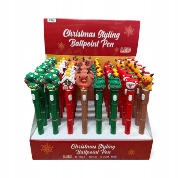Długopisy Świecące Merry Christmas LED Świąteczne 48 szt Mikołajki Prezent