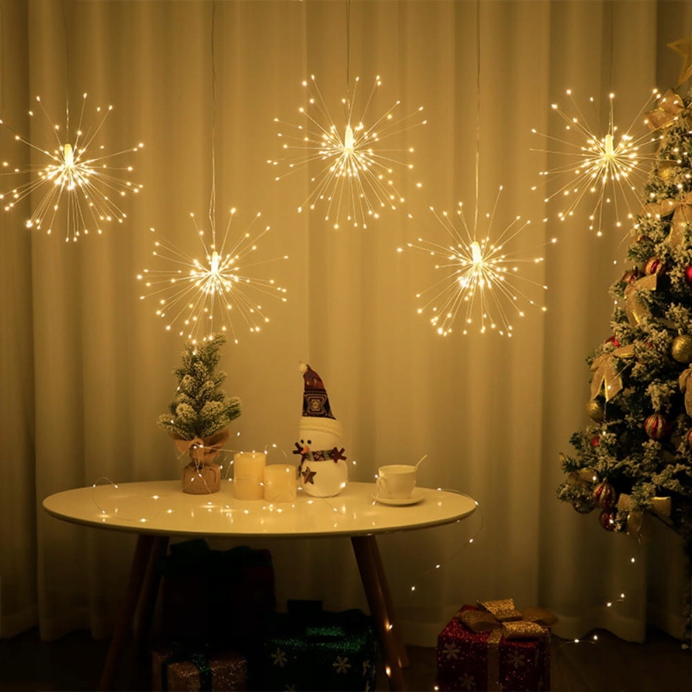 Lampki Choinkowe Wybuch Fajerwerku 150 LED Gwiazda Kula Na Baterie Pilot - obrazek 2