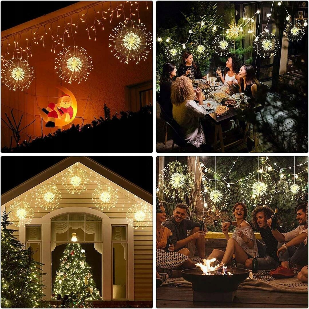 Lampki Choinkowe Wybuch Fajerwerku 150 LED Gwiazda Kula Na Baterie Pilot - obrazek 10