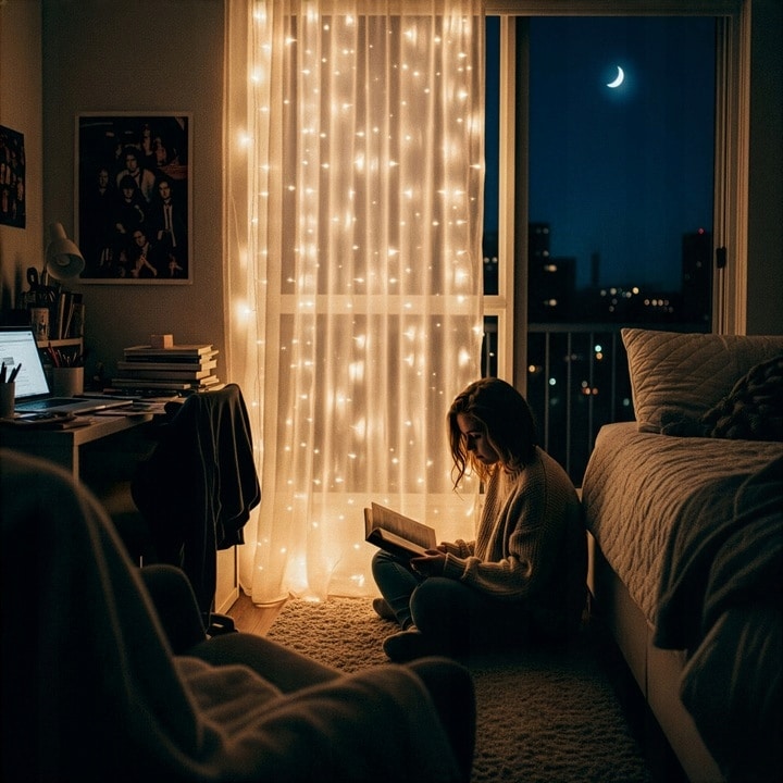 Kurtyna LED 2x2m 200 LED Ciepła Biel USB Pilot Haczyki - obrazek 3