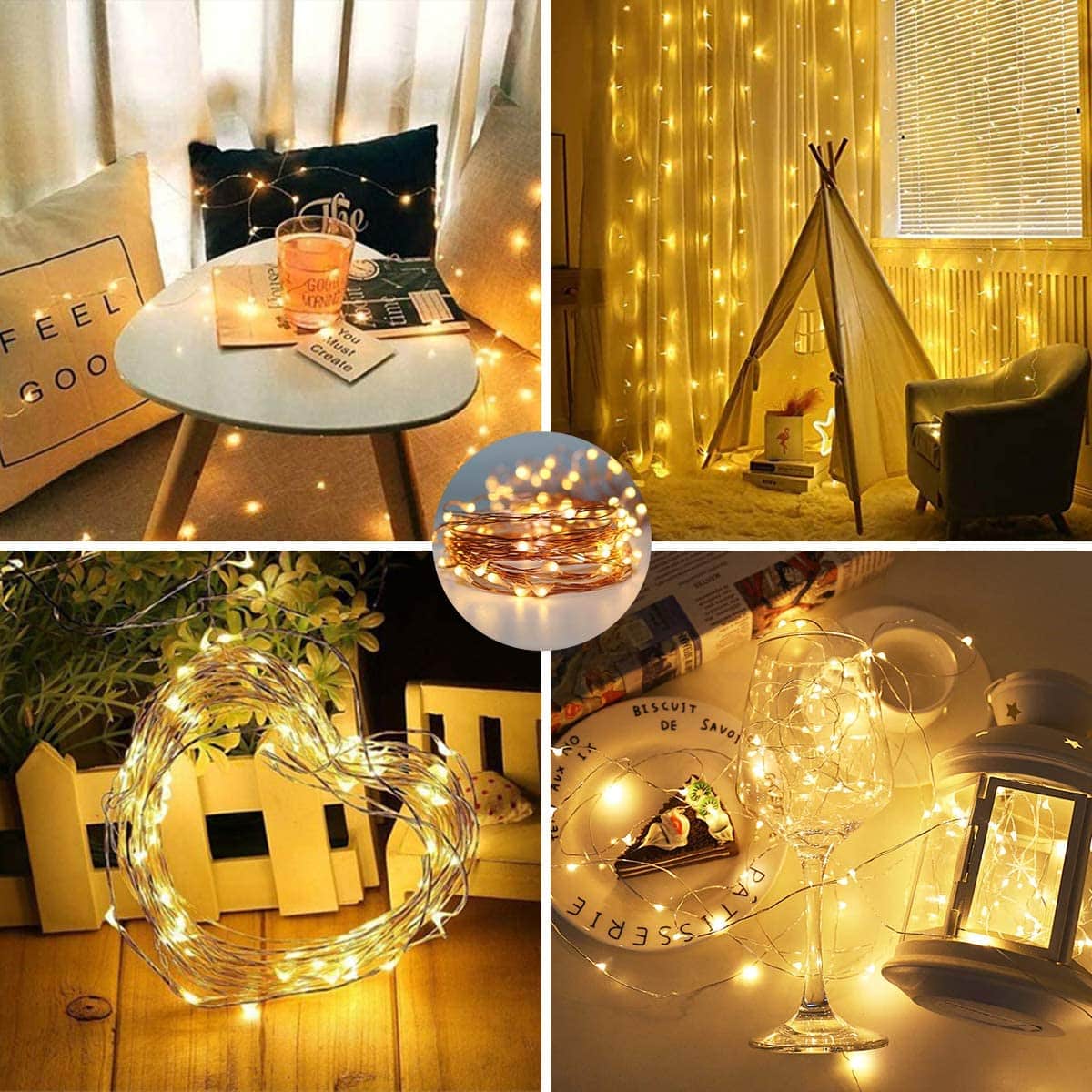 Kurtyna LED 2x2m 200 LED Ciepła Biel USB Pilot Haczyki - obrazek 12