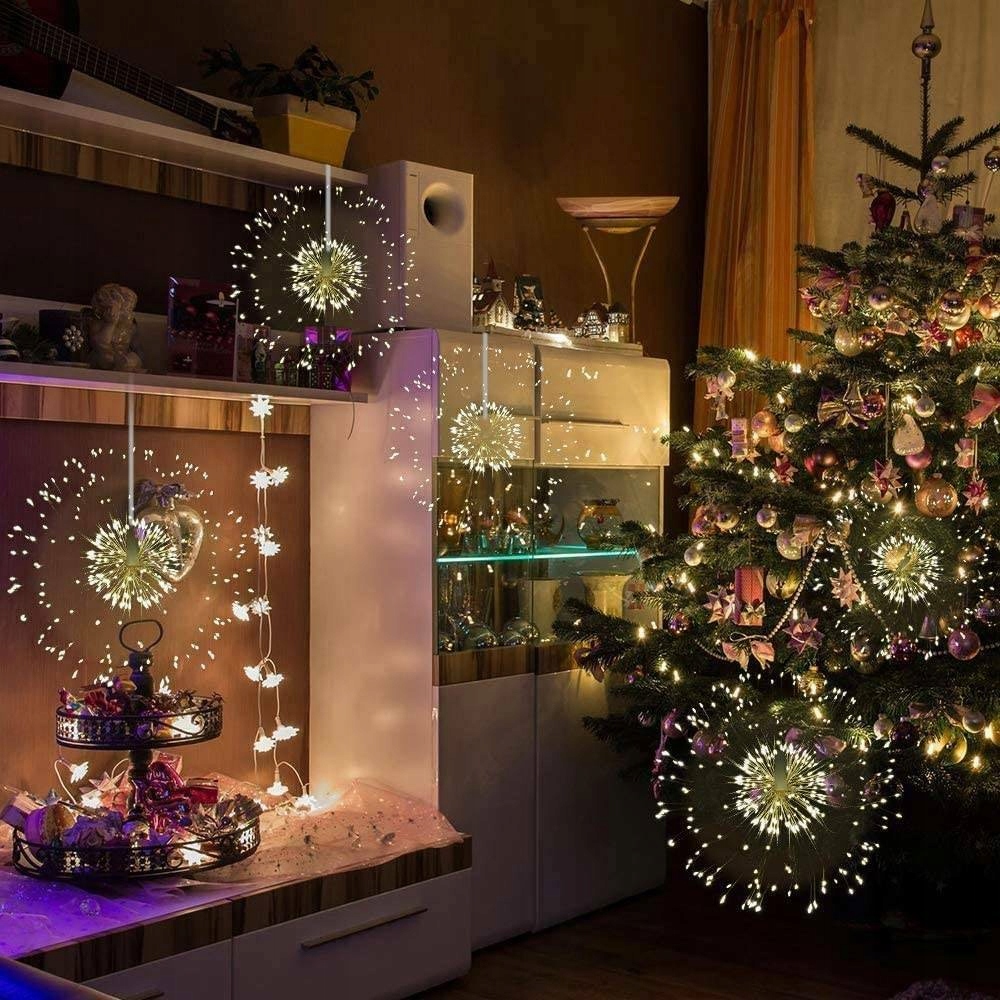 Lampki Choinkowe Wybuch Fajerwerku 150 LED Gwiazda Kula Na Baterie Pilot - obrazek 11