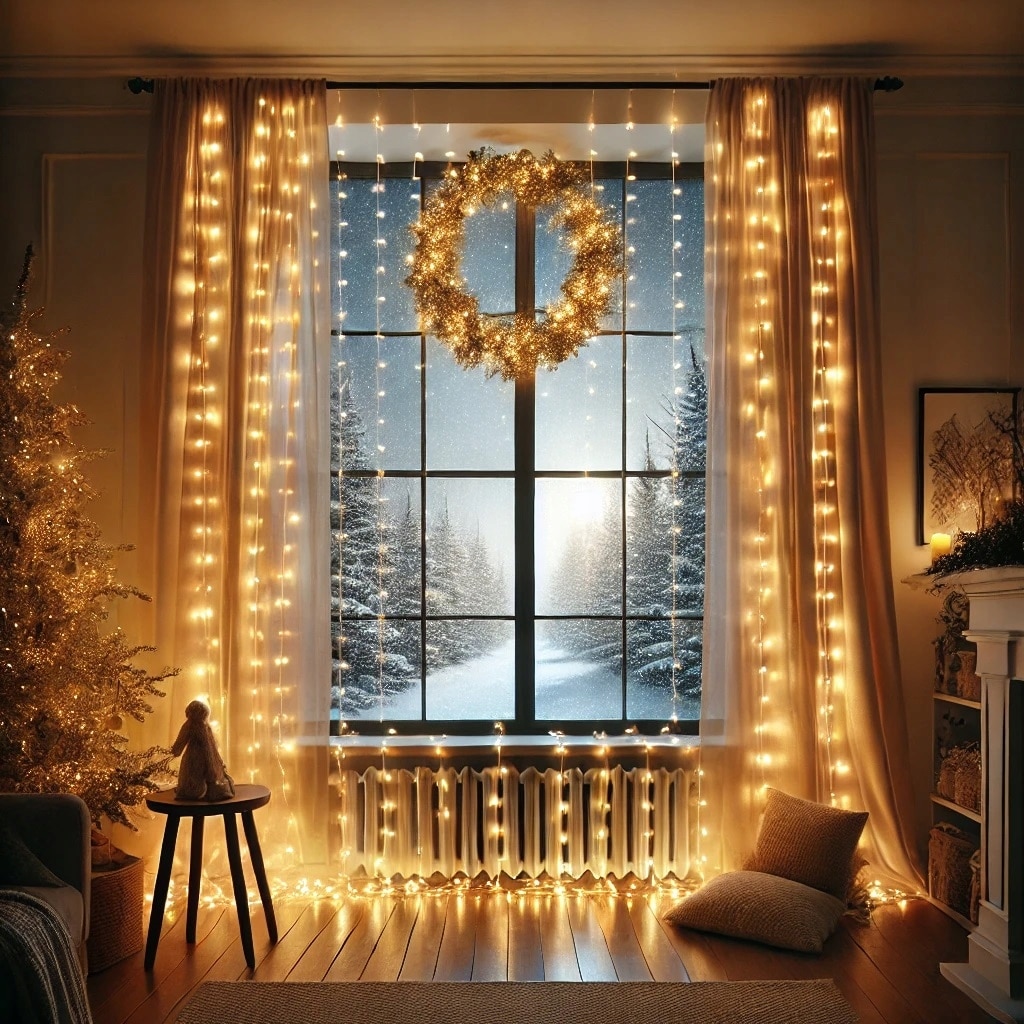 Kurtyna LED 2x2m 200 LED Ciepła Biel USB Pilot Haczyki - obrazek 7