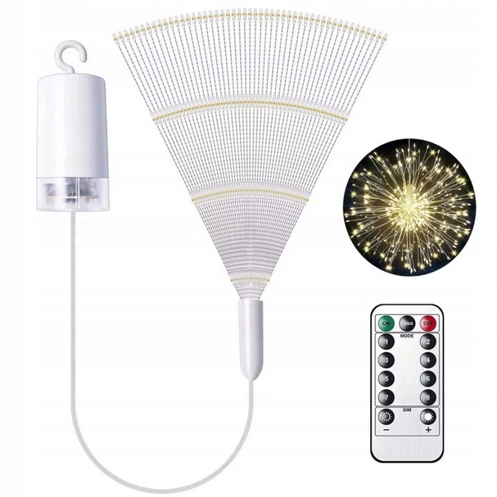 Lampki Choinkowe Wybuch Fajerwerku 150 LED Gwiazda Kula Na Baterie Pilot - obrazek 4